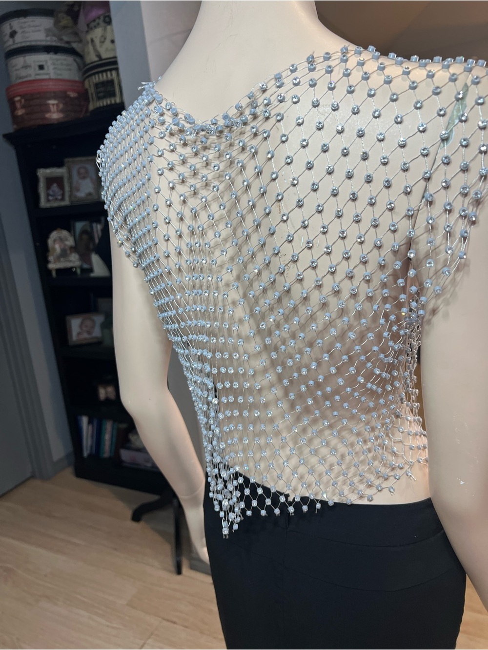Crystal Mesh Crop Top - Silver - Picture 8 of 8